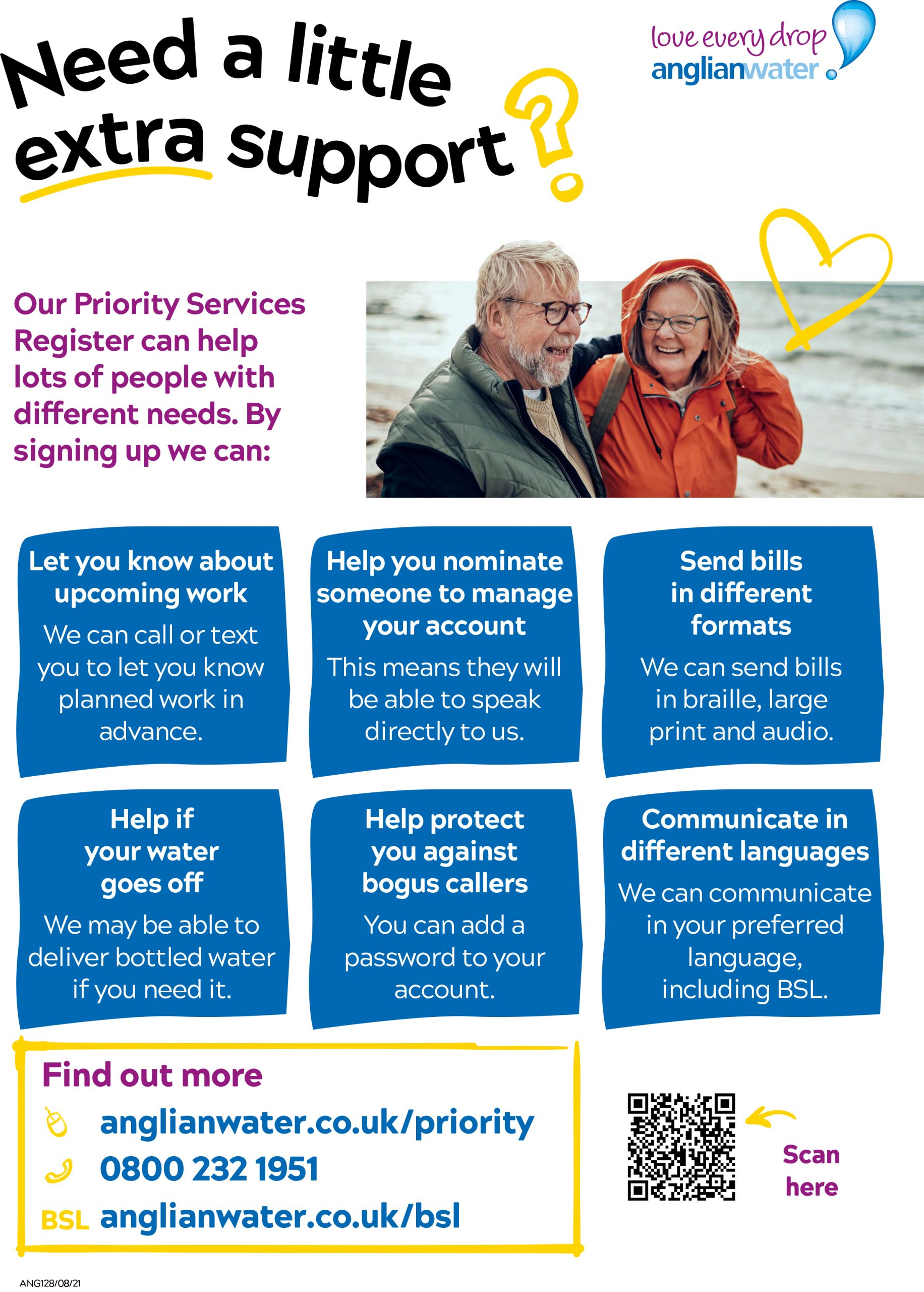 Anglian Water Priority Support poster