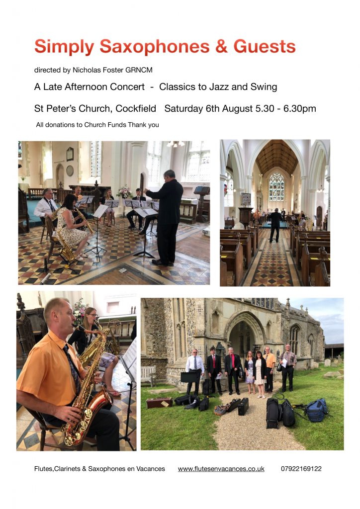 Simply Saxophones & Guests - A Concert in St Peter's Church @ St Peter's Church, Cockfield
