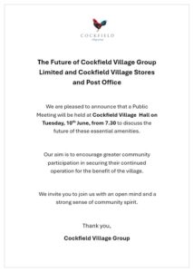 Meeting to discuss the Future of the Cockfield Village Group, Village Shop & Post Office @ Cockfield Village Hall