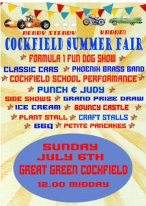 Cockfield Village Fair - Sunday 6th July 2025 from 12.00 noon @ Great Green, Cockfield